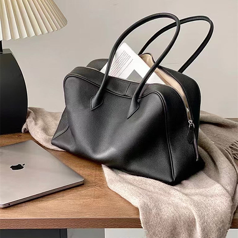 Layer Cowhide Design Pillow Bowling Genuine Leather Crossbody Bags