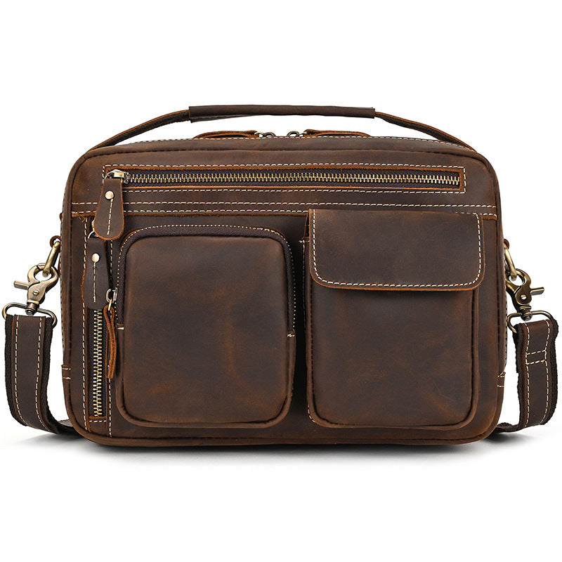 Men's Leather Crazy Horse First Layer Cowhide Men's Shoulder Bags