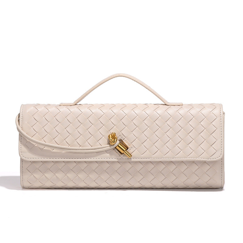 Trendy Woven Soft Leather Dinner Baguette Crossbody Bags