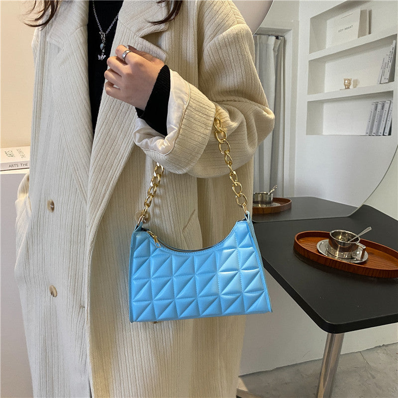Women's Fashionable Korean Rhombus Underarm Texture Chain Crossbody Bags