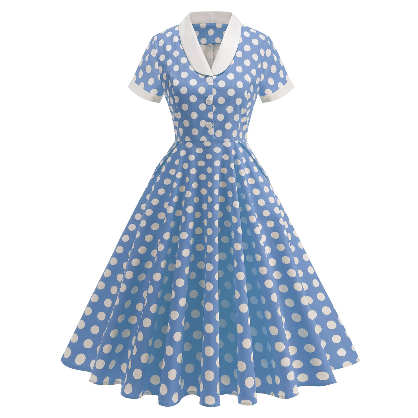Women's Hepburn Style Retro Spring Travel Court Tight Waist Light Dresses