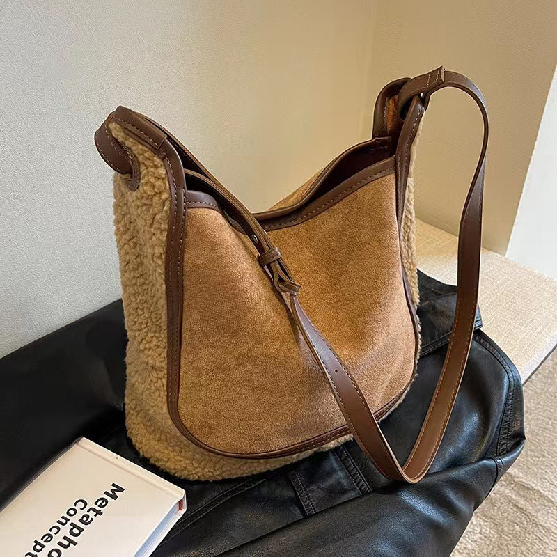 Women's Big Plush Large Capacity Lamb Wool Shoulder Bags