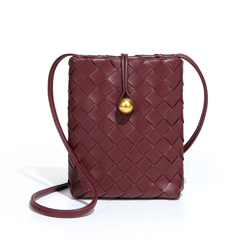 Women's Mini Vertical Woven Mobile Retro Niche Crossbody Bags
