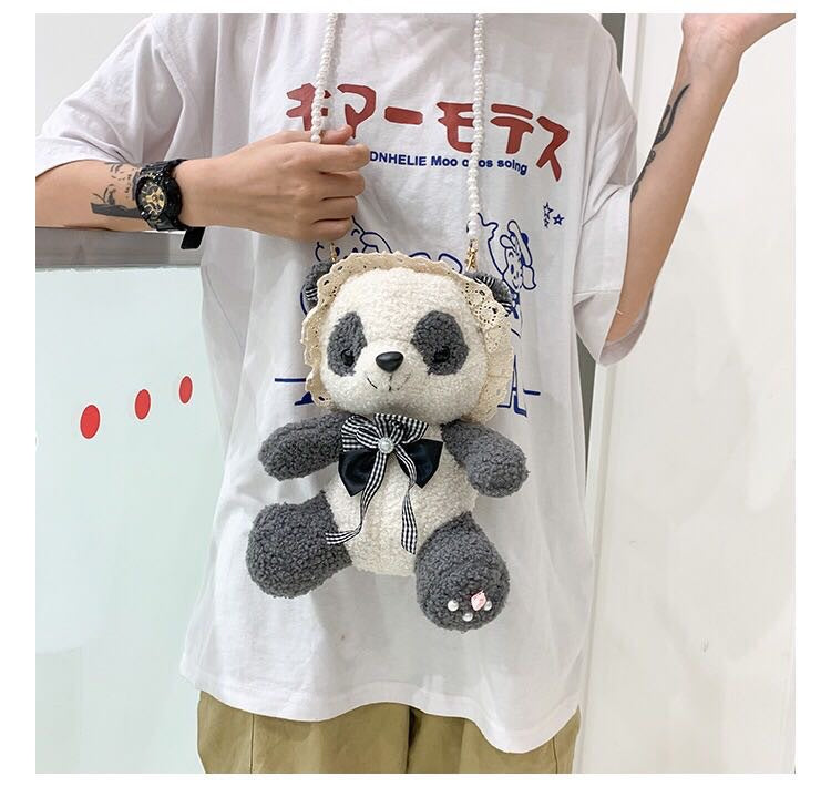 Panda Cartoon Soft Plush Campus Lolita Shoulder Bags