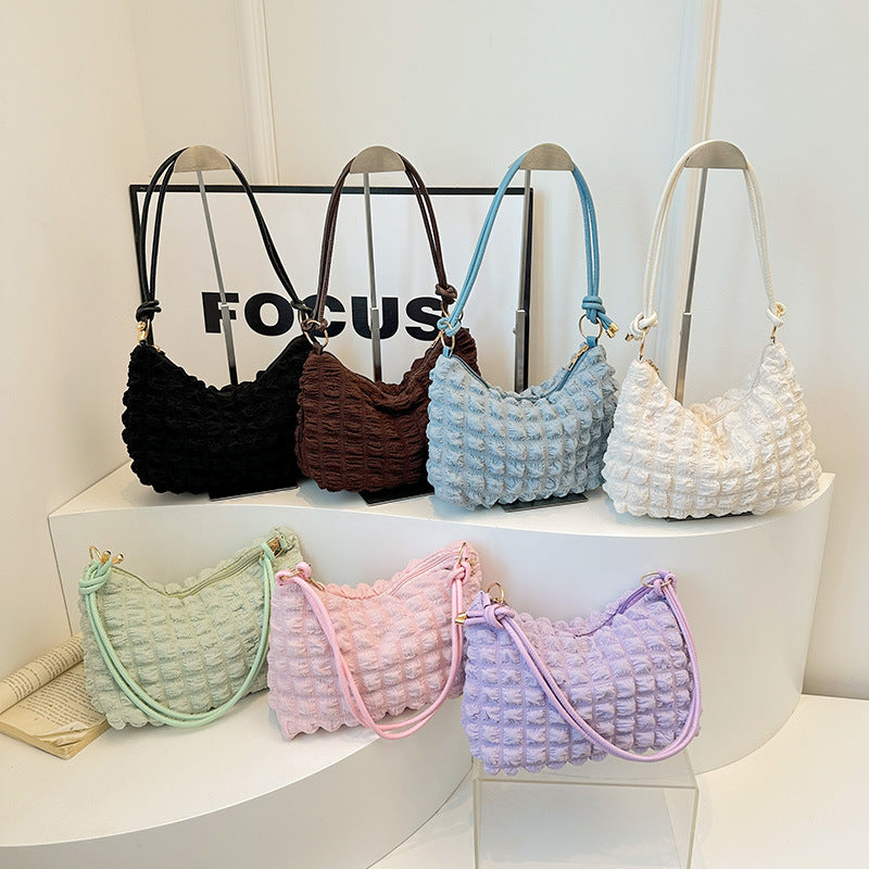 Women's Gentle Elegant Pleated Underarm Fashionable Puff Armpit Bags
