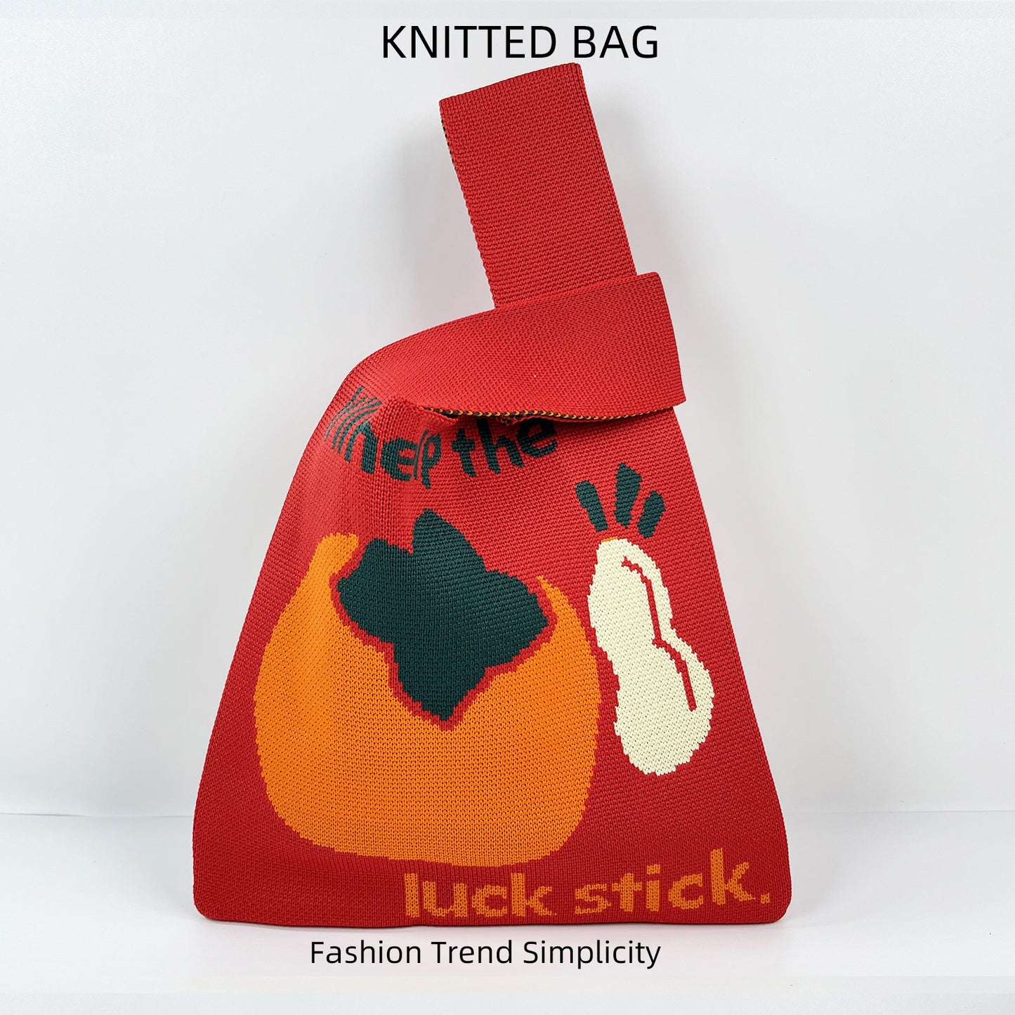 Women's Wedding Celebration Knitted Red Versatile Large Capacity Handbags