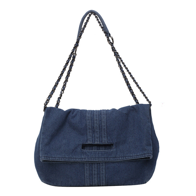 Women's Retro Style Denim Chain One Commuter Handbags