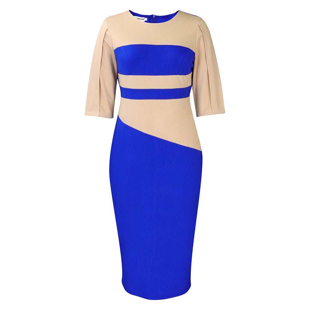 Women's African Large Spring Fashion Temperament Ol Half Sleeve Color Matching Clothing