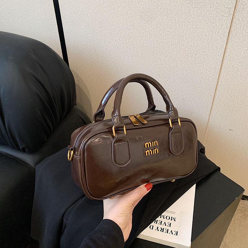 Women's Leather Bowling Niche Designer Retro Portable Crossbody Bags
