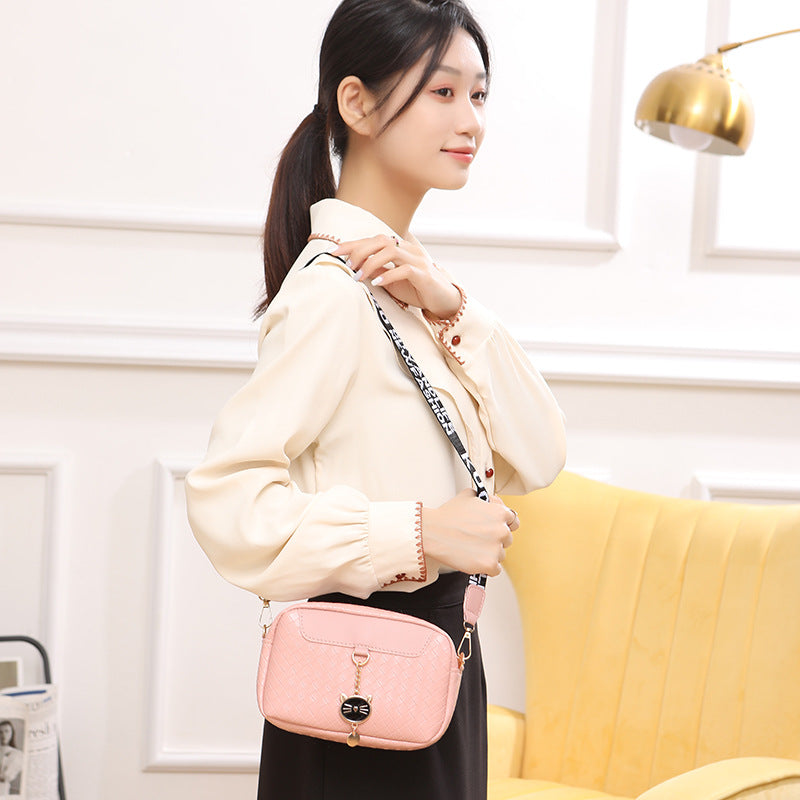 Trendy Lady Temperament Embossed Woven Pattern Crossbody Bags