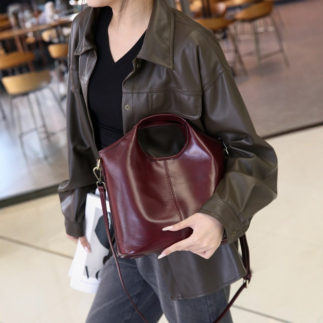 Women's First Layer Cowhide Retro Portable High-grade Shoulder Bags
