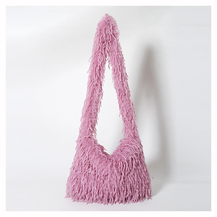 Women's Furry Tassel Plush Female Korean Style Shoulder Bags
