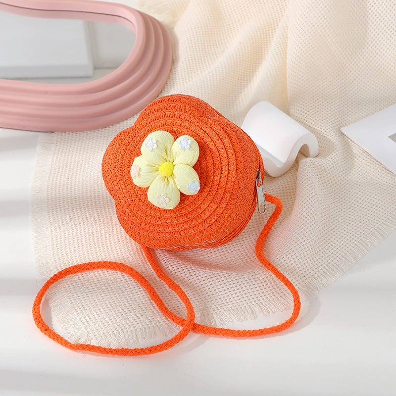 Women's Woven Seaside Flower Beach Summer Mini Children's Coin Purse