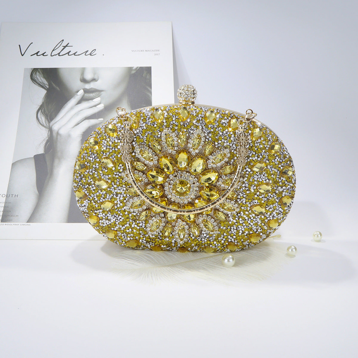Women's Sunflower Diamond Cheongsam Formal Dress Evening Bags