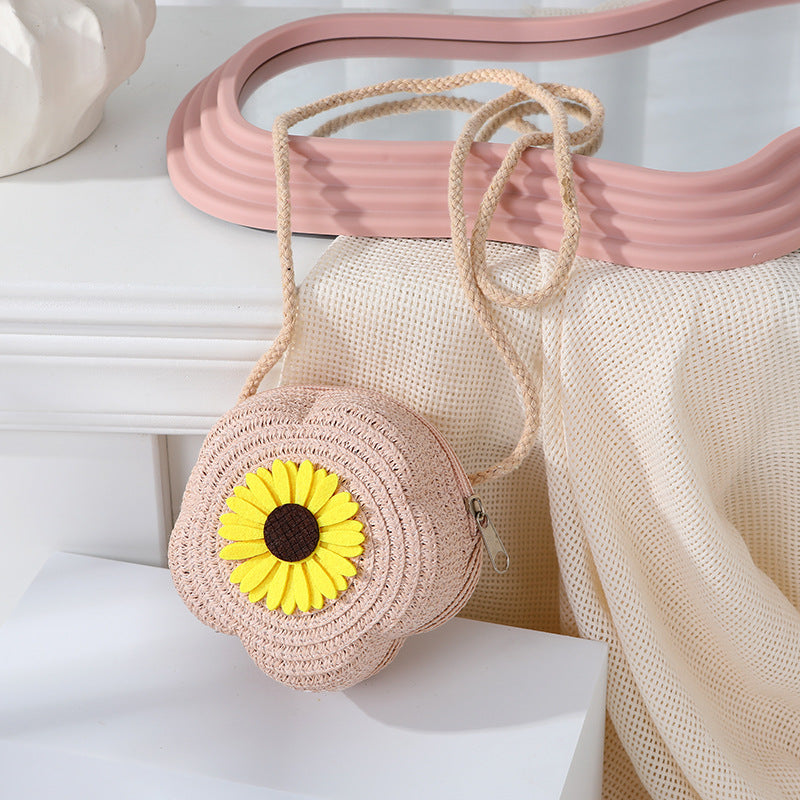 Women's Woven Seaside Flower Beach Summer Mini Children's Coin Purse