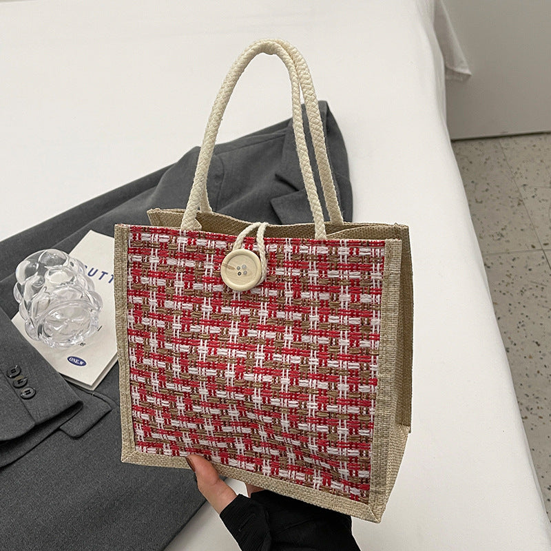 Linen Woven Fashion Lunch Box Pouch Shoulder Bags