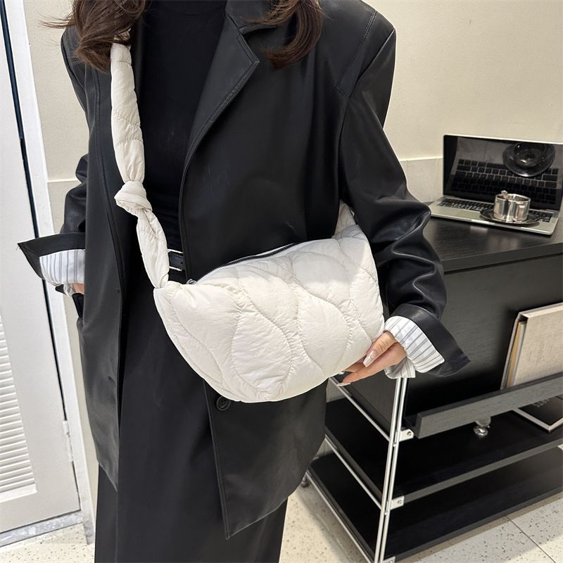 Korean Style Dumpling Embroidered Plaid Nylon Shoulder Bags