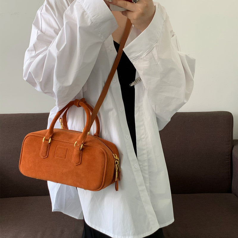 Design Bowling First Layer Matte Leather Pillow Crossbody Bags