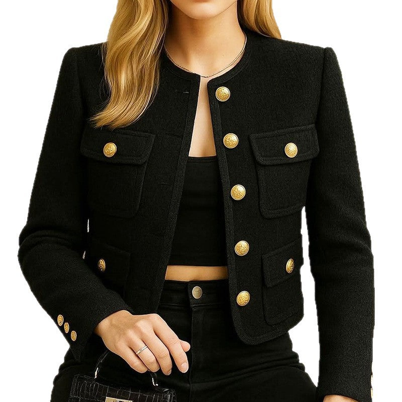 Women's Autumn Round Neck Pure Color Woolen Blouses