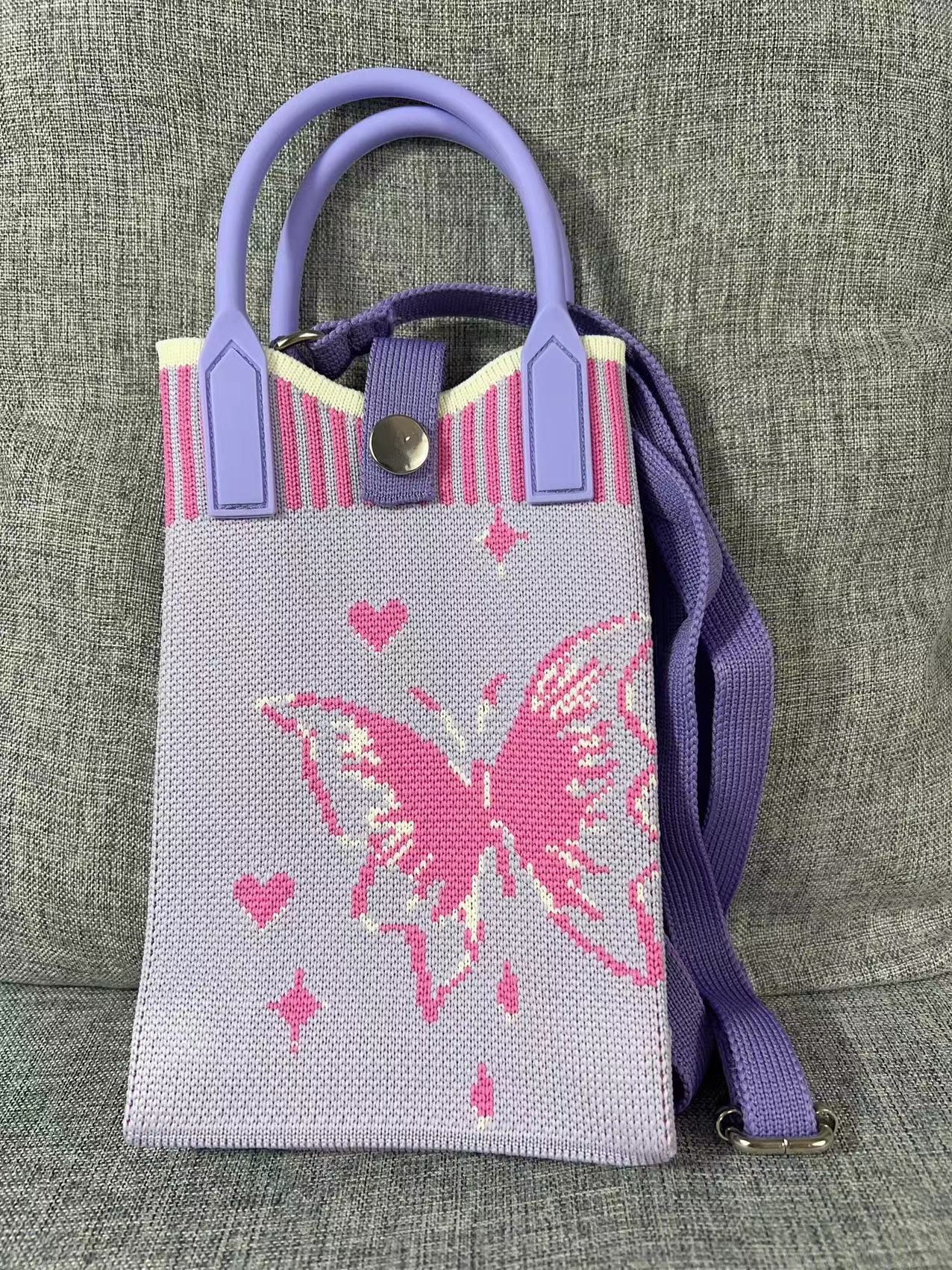 Summer Cartoon Mobile Wool Knitted Adjustable Bags