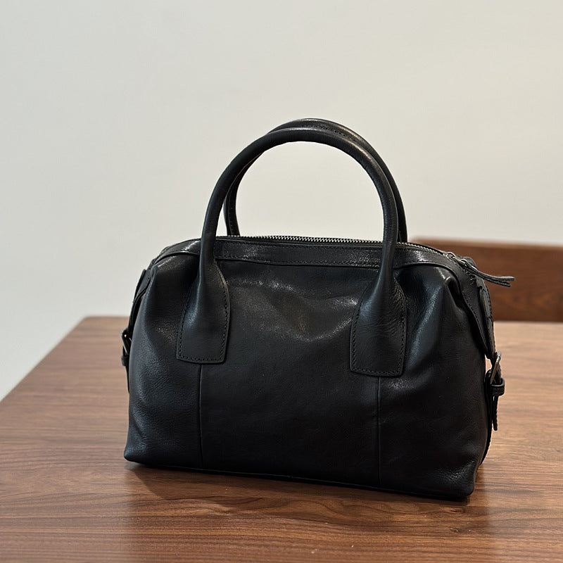 Women's Hand Layer Vegetable Tanning Cowhide Boston Commuting Bags