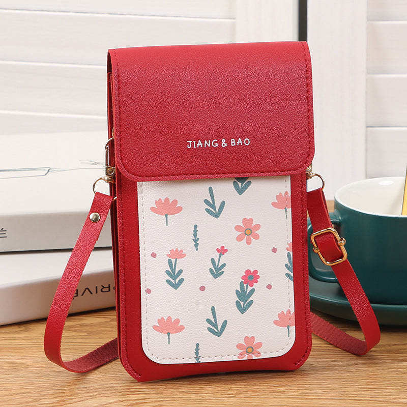 Women's Touch Screen Compact Mini Printed Charging Phone Bags