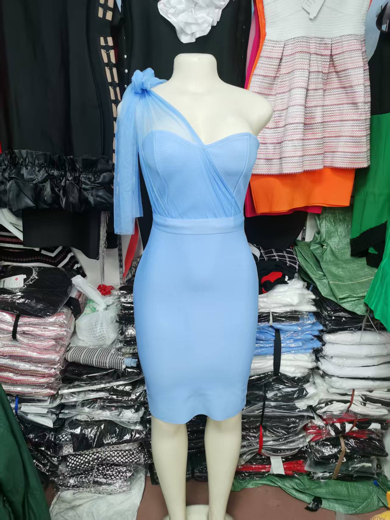 Tube Mesh Bow Bandage One-piece Dress Tops