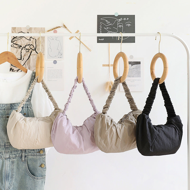 Women's Style Popular Leisure Pleated Cloud Textured Nylon Cloth Armpit Bags