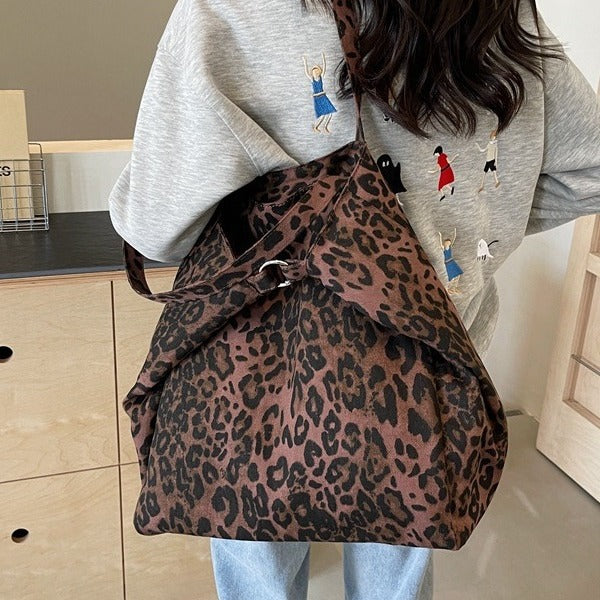 Women's Leopard Print Canvas Commuter Idle Style Bags