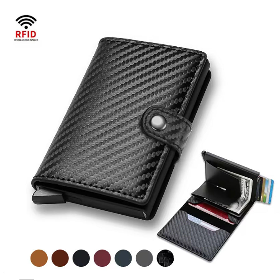 Classic Leather Aluminum Alloy Shielded Swiping Card Holder