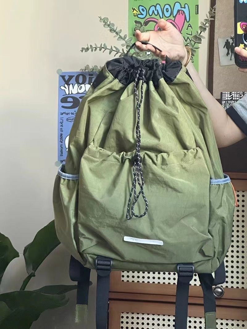 Women's & Men's Korean Drawstring Lightweight For Climbing Riding Backpacks