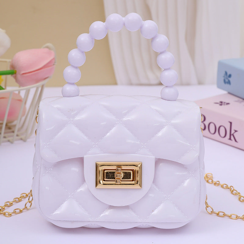 Women's Fashion Pearl Chain Portable Mini Gel Shoulder Bags