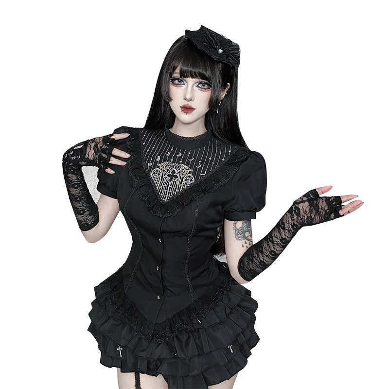 Embroidered Autumn Dark Style Punk Hot Blouses