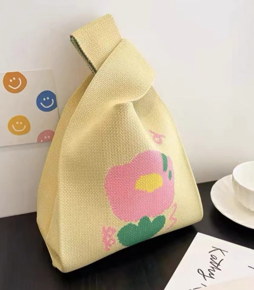 Style Cartoon Knitted Versatile Hand Holiday Tote Bags
