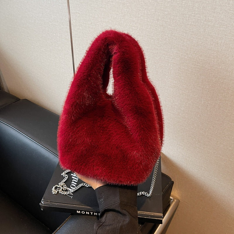 Women's Korean Style Hand Imitate Rex Rabbit Crossbody Bags