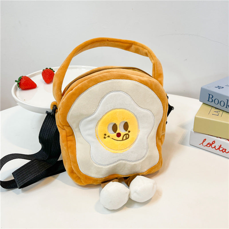 Women's Plush Cute Toast French Fries Hamburger Crossbody Bags