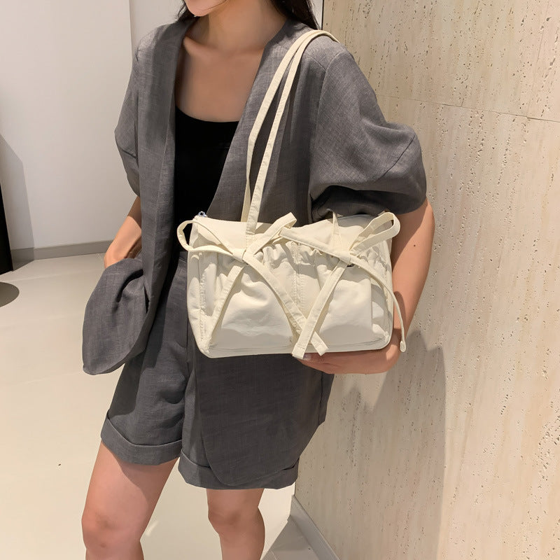 Women's Fashion Bowknot Underarm Large Capacity Cloth Shoulder Bags