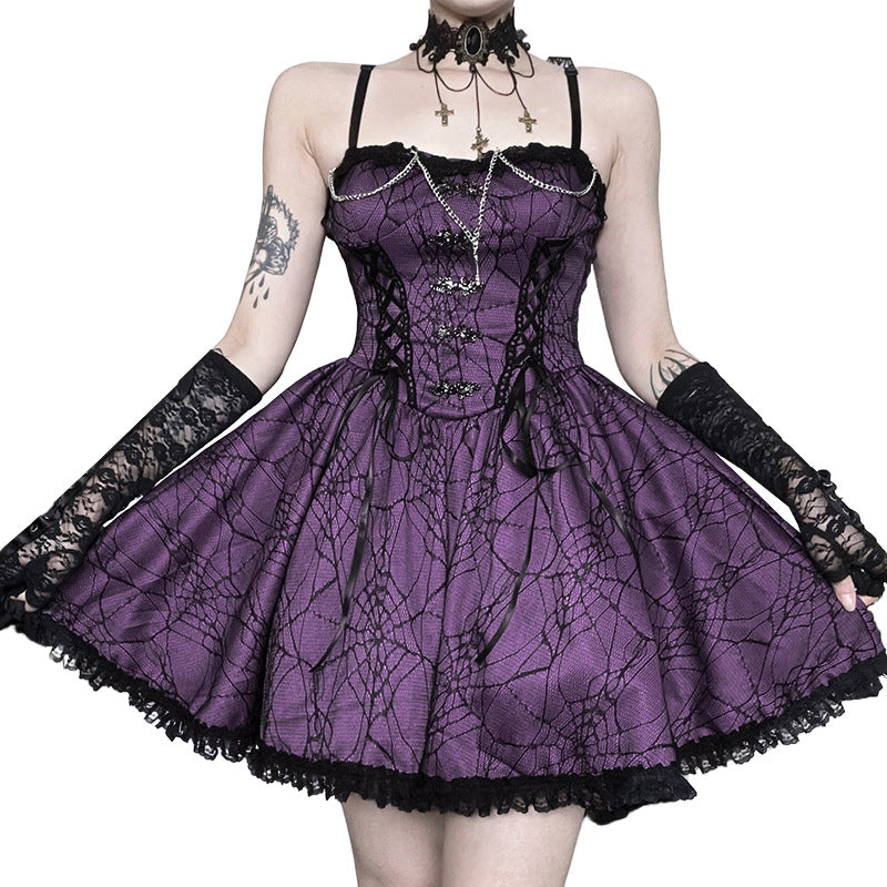 Autumn Lace Sling Dress Asian Culture Skirts
