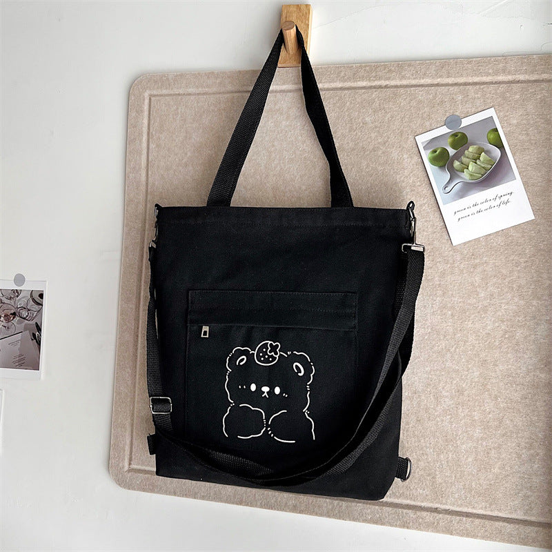 Women's Printed Hand Carrying Cartoon Canvas Simple Crossbody Bags