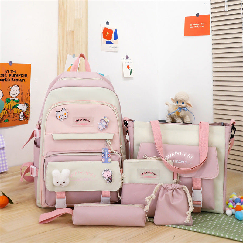 Women's Canvas Korean Fashion Letters Junior High Backpacks
