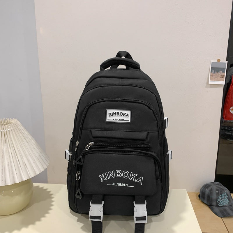 Women's Fashion Solid Color Wide Strap Portable Backpacks