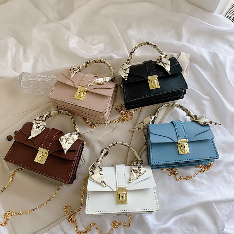 Women's Trendy Handmade Silk Scarf Solid Color Crossbody Bags