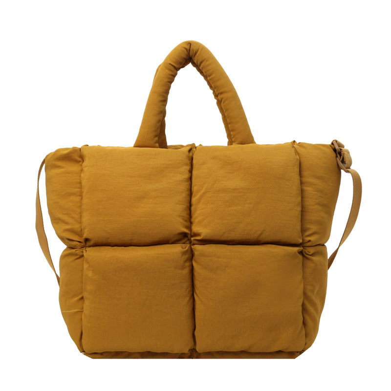 Women's Diamond Fashionable Soft Cotton Filling Pillow Shoulder Bags