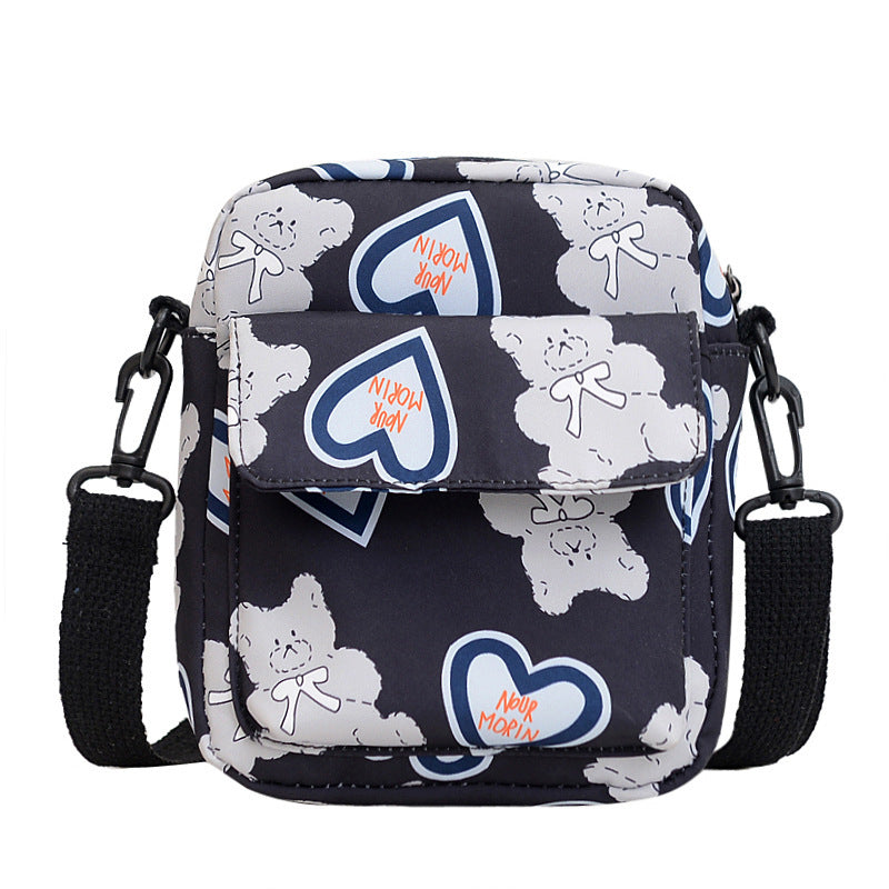 Women's Cute Heart Nylon Mobile Korean Style Crossbody Bags