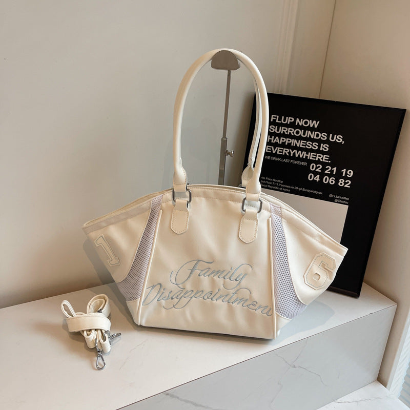 Women's Fashion Bowling Large Capacity Embroidered Letter Tote Bags