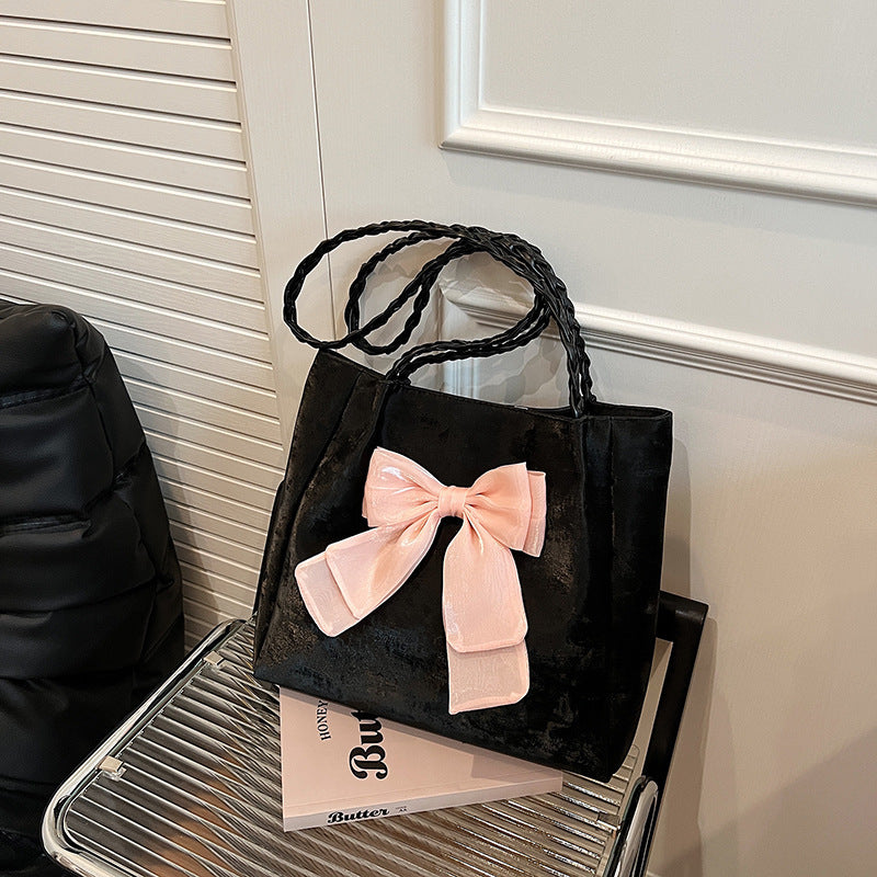 Women's Design Bow Contrast Color Versatile Hand-held Armpit Bags