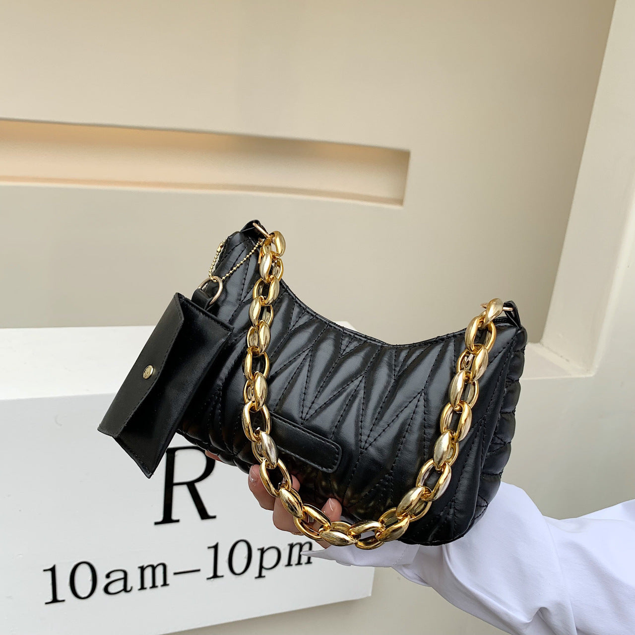 Women's Fashionable High-grade Diamond Embroidery Thread Dumpling Chain Armpit Bags