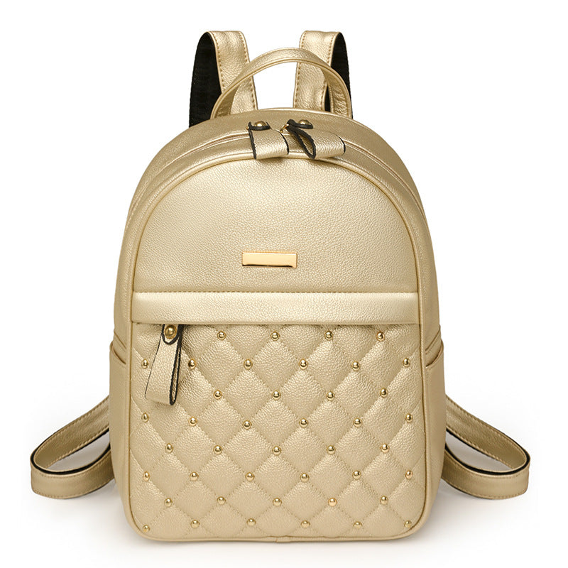 Women's Large Capacity Soft Leather Rivets High-grade Backpacks