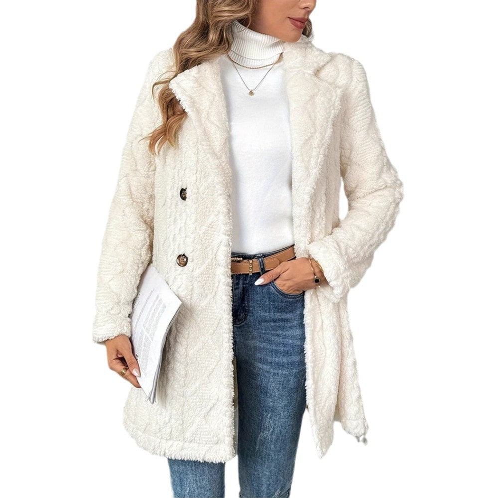 Double-sided Veet Jacquard Collar Comfortable Warm Coats