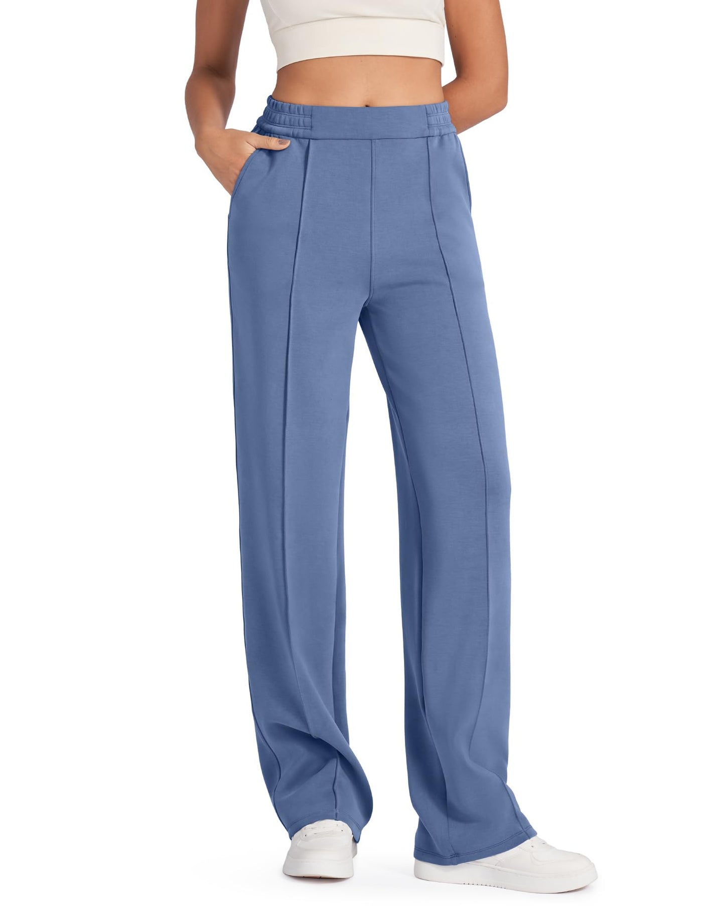 Women's Elastic High Waist Black Straight With Pants